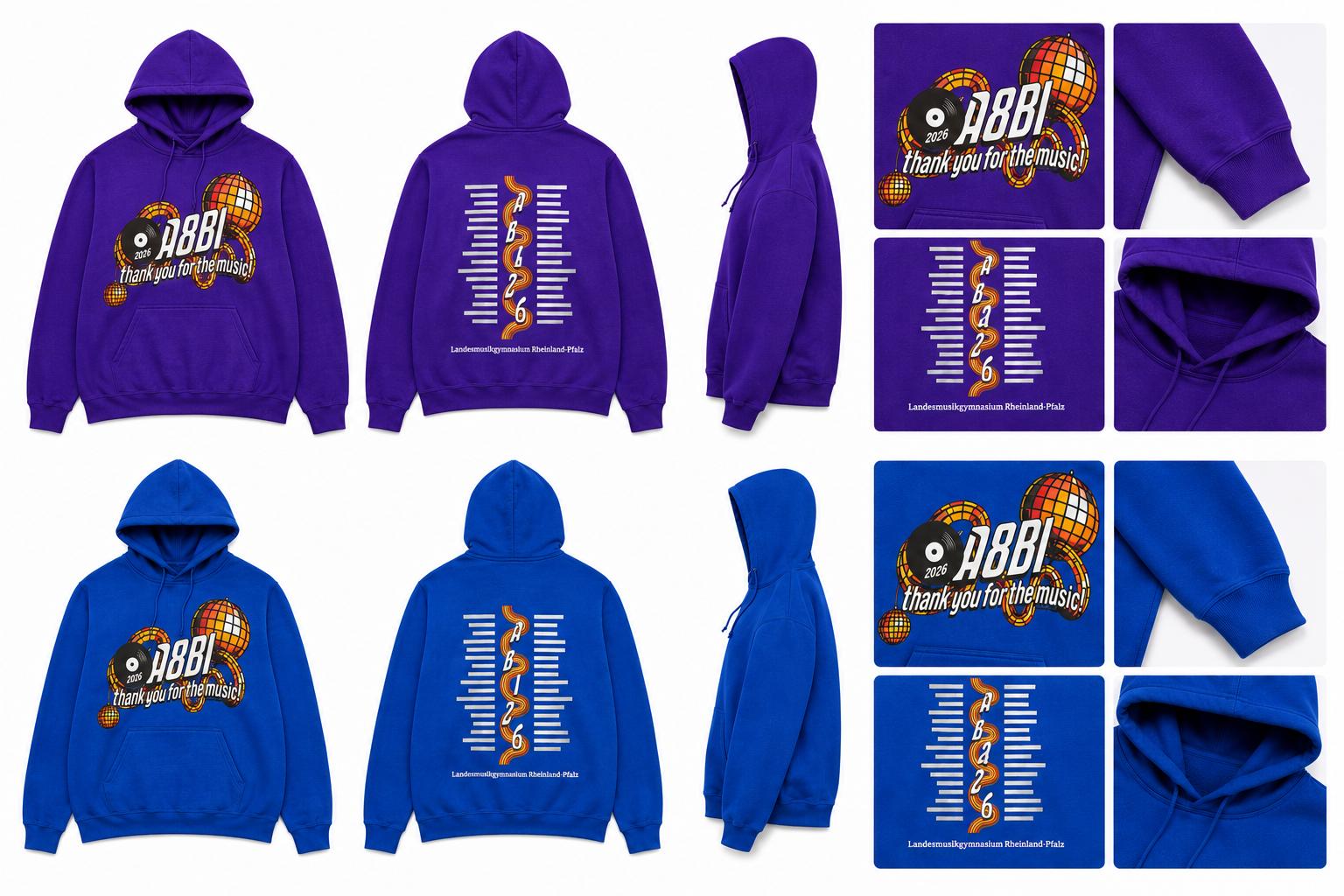 Event Hoodies in Blau und Violett